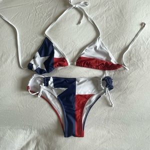 Texas flag string bikini size XL runs small from Amazon